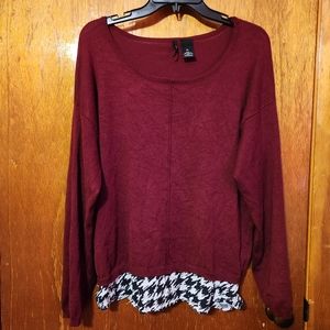 New Directions sweater with houndstooth detail